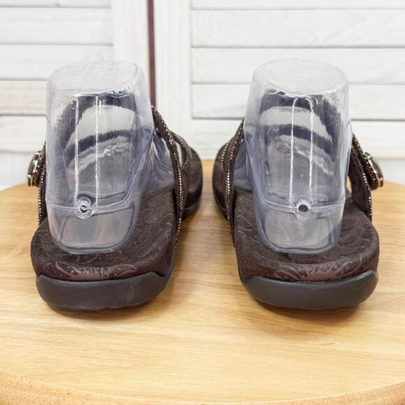 Vionic Orthaheel Rest Snakeskin Thong Sandals Cocoa Brown Bronze Shimmer 8 - Picture 7 of 12